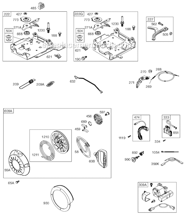 Page D Diagram and Parts List for 12C300SERIES 0131-0279 Briggs and Stratton Engine